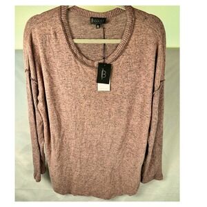 Bobeau Heather Mauve Marled Knit Basic Minimalist Pullover Cozy Soft Large